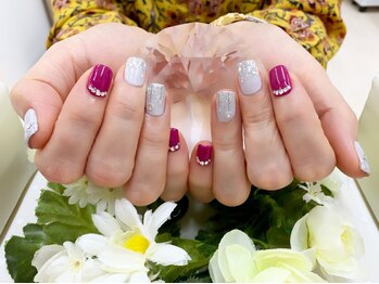 プルミエ ネイル(Premier Nail)/キラキラ☆グレー&ボルドー