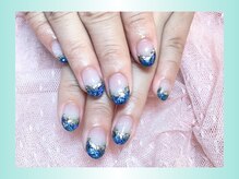 ピアチェーレ(Piacere)/キラキラフレンチネイル☆