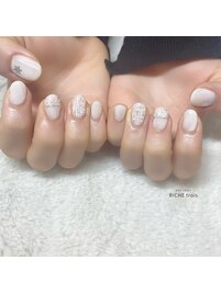 ホワイトツイードネイル