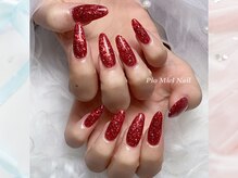 ピオミエルネイル 新宿(pio miel nail)/レッドラメ×スティレットネイル