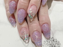 透明感パープルネイル