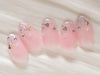 ハートホロネイル/ピンクネイル