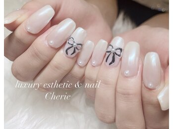 シェリエ(Cherie)/リボン×オーロラネイル