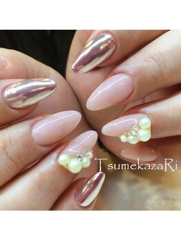 ツメカザリ 西金沢店(TsumekazaRi)/*ヌーディーピンク×ミラー*