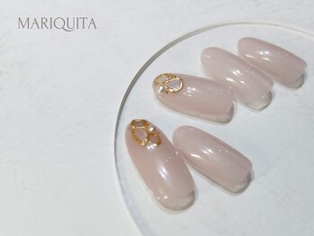 ネイルサロン マリキータ(MARIQUITA)/シアピンク×シェル×ゴールド