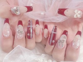 ワンホンネイル/赤フレンチ