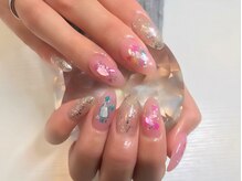 ココロバ ネイルアンドビューティーサロン(COCOLOBA)/カラフル押し花ネイル