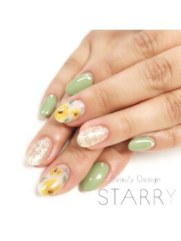 スターリー(STARRY)/夏ネイル ひまわり グリーン