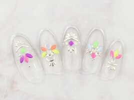 メタリック×ネオンホロネイル