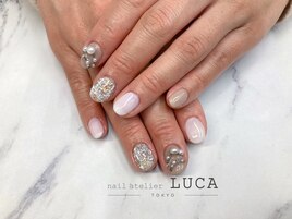 W-506 パール×ツイードネイル