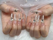 ピオミエルネイル 新宿(pio miel nail)/ベージュ×パールリボンネイル