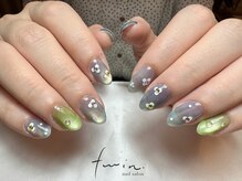 ツインネイル 塩釜口店(twin.nail)/ミルクマグ紫陽花ネイル