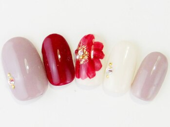 ネイルサロン ドレリッチ 大宮店(drerich)/【6990】ボルドー大花シンプル