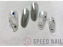 スピードネイル アンド アイ 宮交シティ店/#199【お花×シルバー】