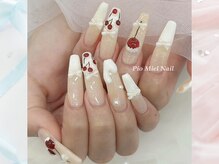 ピオミエルネイル 新宿(pio miel nail)/ホワイト×チェリー×リボン