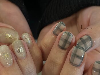 アイネイルズ 吉祥寺店(I nails)/チェックちぐはぐマグネット