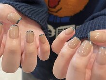 アイネイルズ 天神今泉店(I-nails)/【hikari.f】ネイビー細フレンチ
