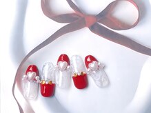 ネイルサロン&スクール ジーナ(GINA)/冬のガーリーレッドネイル