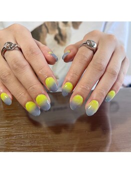 プリュネ(Prune)/グラデーション/水色/イエロー