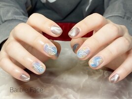 くすみブルーニュアンスネイル