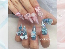 ピンク×ブルー×リボン盛り