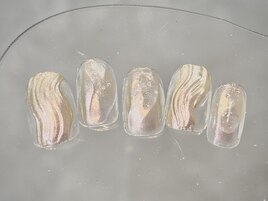 ピンクミラードロップネイル