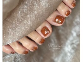 ブラウン/もやもやネイル