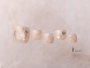 アイネイルズ 横浜EAST店(I-nails)/ラメ蝶々フットネイル