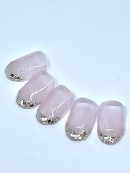 ネイルハウス安气子 新丸ビル店/ガラスフレンチ/ラメフレンチ
