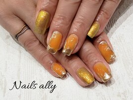 サマー×オレンジ×ミラーネイル