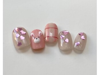 ネイルメゾン 天神店(NAIL MAISON)/ホログラムハートうさぎ¥12500