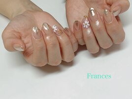 ミラーグラデ×お花アート