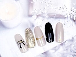 シックなリボンネイル