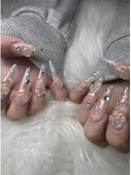 フラワーズネイル(flowers nail)/キラキラロングスカルプ