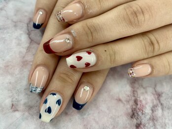 ディーネイル 四条烏丸(D-nail)/【春井】ハート×フレンチ