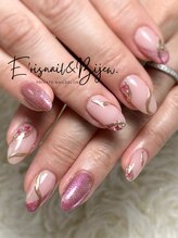 イリスネイル アンド ビジュー(E’risnail&Bijew.)/ミラーライン&ドライフラワー