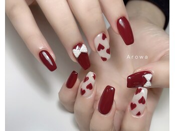 アロワ(Arowa)/ボルドー×ハートネイル