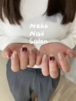 ネコ(Neko)/リボン キラキラ シルバー