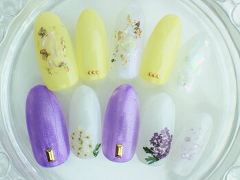 ネイルサロン あかねいろ/紫陽花ネイル 夏 手描きアート