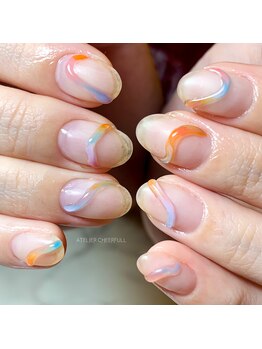 アトリエチアフル(ATELIER CHEERFULL)/立体にょろにょろネイル