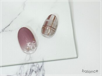 バランス 泉中央店(balance)/リボンネイル×チェック柄♪