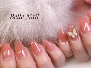 ベルネイル(Belle Nail)/ワンカラー+蝶パーツ