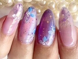 紫陽花マグネット単色ネイル