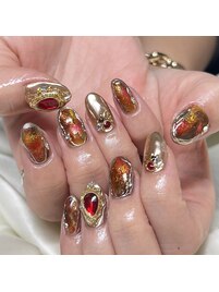 赤系☆ニュアンスネイル