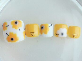 ネイルサロン あかねいろ/秋冬北欧風 フット イエロー