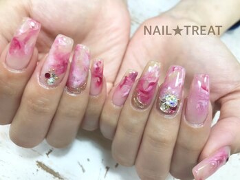 ネイルトリート 茨木駅前店(NAIL TREAT)/いちごミルクマーブル