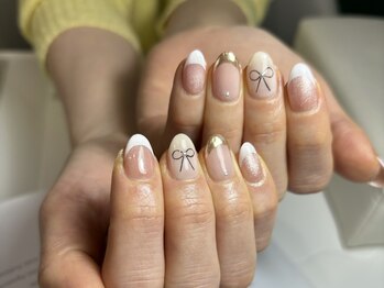 サロンドファン(salon de Fan)/リボンネイル×フレンチネイル