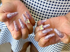 キラキラホロラメ×蝶々ネイル