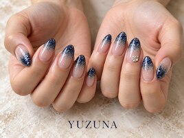 ネイビーラメグラデネイル