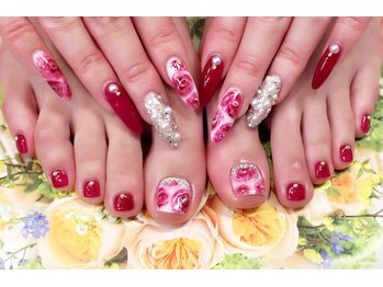 ビービーネイル(BB)/手足お揃い☆ローズ柄